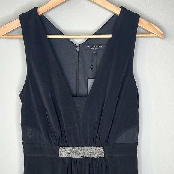 Halston Heritage Nordstrom Jewel Waist Crepe Gown in Black Women's Size 2 NWT! - Picture 6 of 8